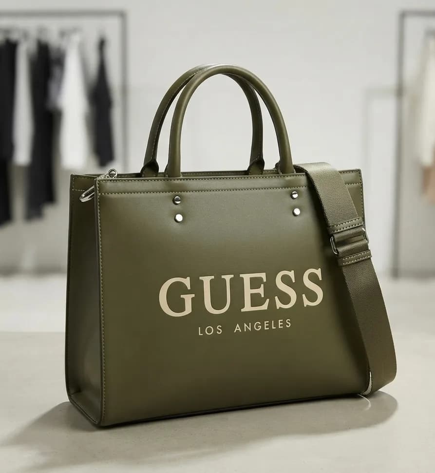 GUESS ARMY GREEN TOTE BAG